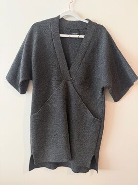 Zara Dark Gray V-neck Short Sleeve Knit Tunic